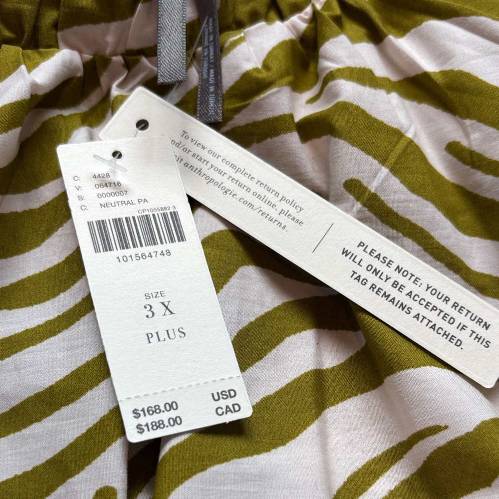 Anthropologie Green and Cream Zebra Print Sleeveless Dress 3X - Picture 11 of 13